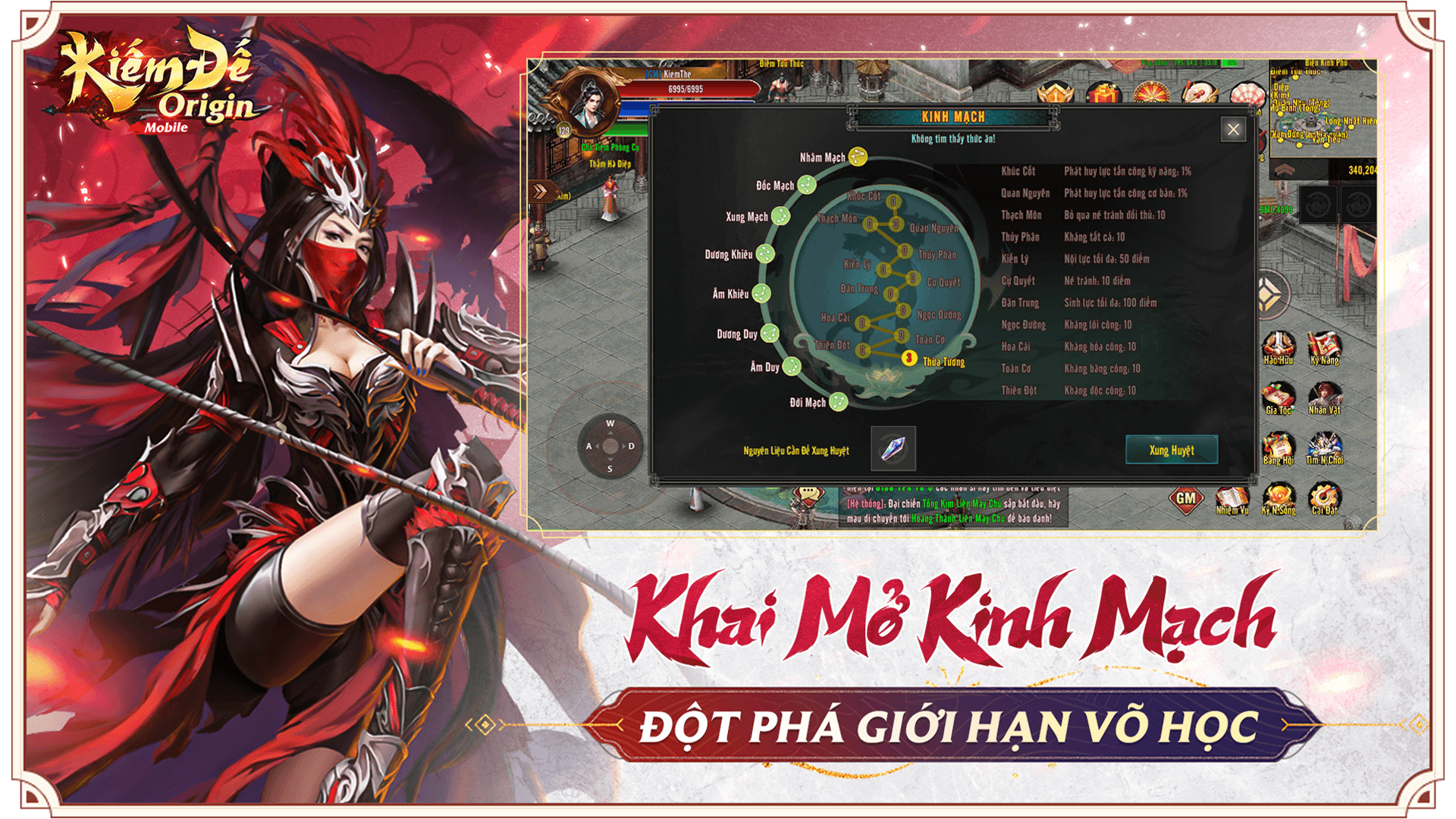 Khai mở Kinh Mạch - phát triển võ học